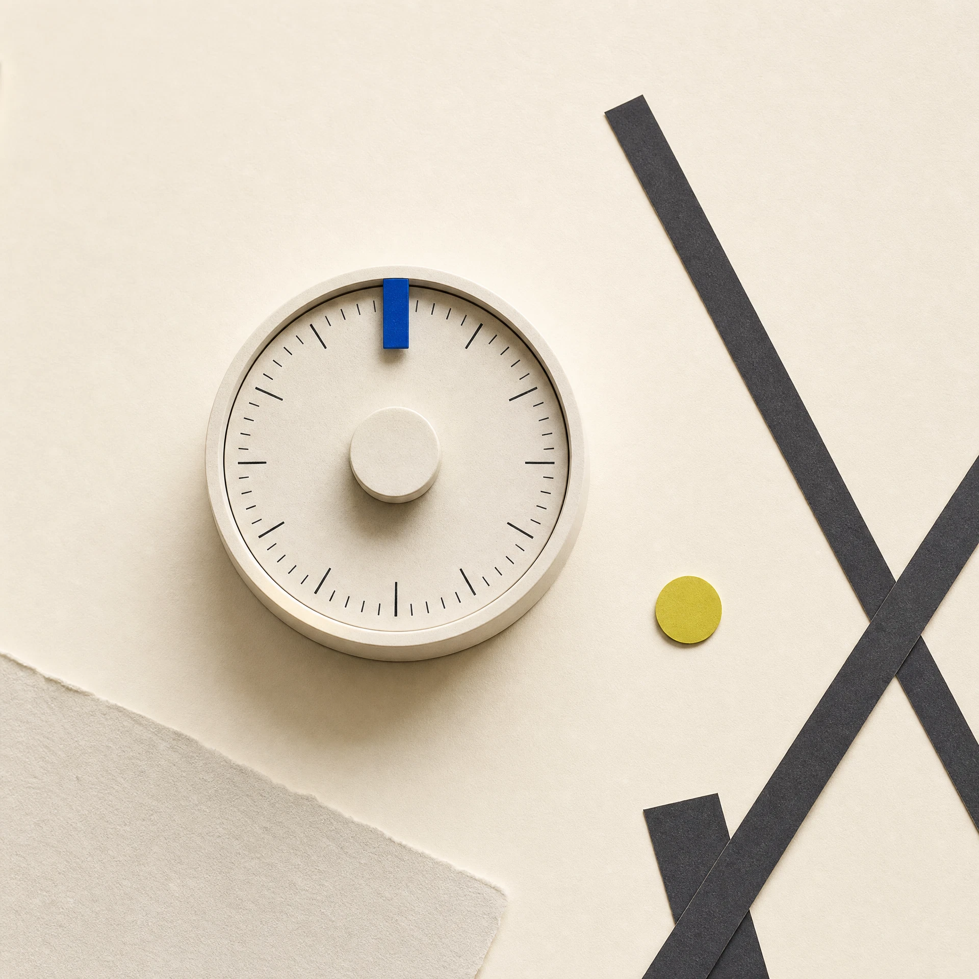 A calm desk timer and planning materials